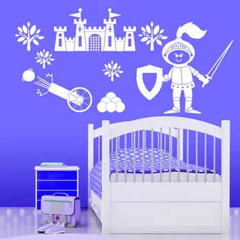 

C007 2016 Kids Room Carton Fort Castle Wall Sticker Medieval Knight Art Decal Transfer Bedroom Nursery Free Shipping