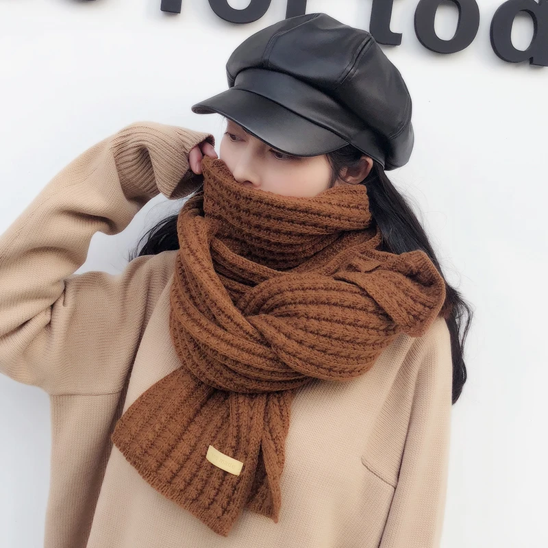 Scarf female winter Korean students wild knit long thick warm warm