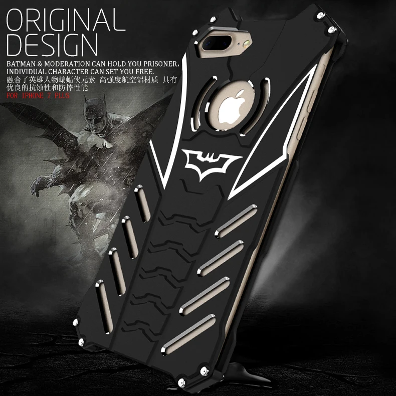 

i7 PLUS Original Design metal Shell Metal Aluminum THOR IRONMAN phone cover shell case for iphone 8 plus Newest Batman R-just