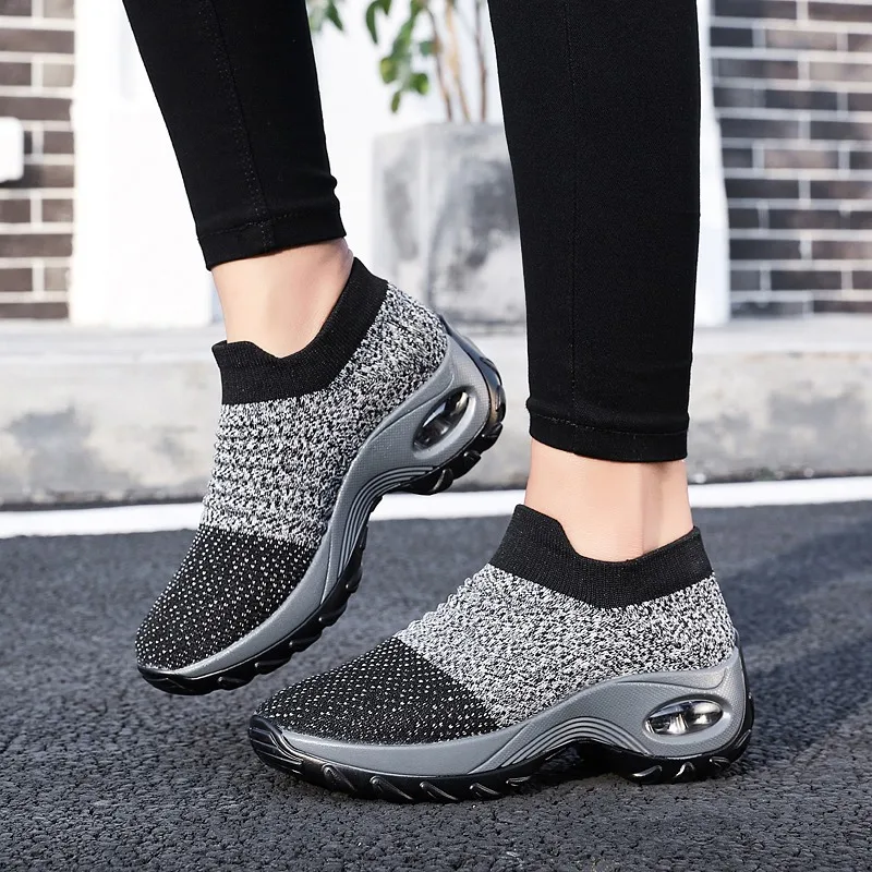 

Cushion Breath Sneakers Women Platform Ladies Wedge Shoes Soft Mesh Swing Casual Shoes Height Increase Loafers Chaussure Femme