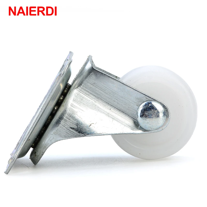 

NAIERDI 10Kg Universal Swivel Casters Furniture 1" Wheels Castor White PP Nylon Dual Roller Bearing Wheel For Platform Trolley