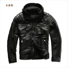 Европейский Большой размер высокое качество супер натуральная коровья кожа мотоциклист куртка мужская большой размер Повседневная яловая кожаная куртка