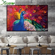 Yogotop Алмазная вышивка большой на заказ "цветной Павлин" 5D DIY алмазная живопись полный квадратный/круглые дрели мозаика настенное искусство YY073