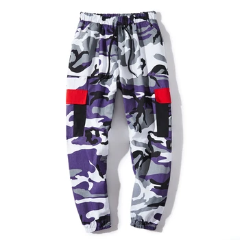 

2019 Summer Tide Male Korean Version Loose Comfortable Harajuku Street Camouflage Pocket Couple Cotton Casual Trousers