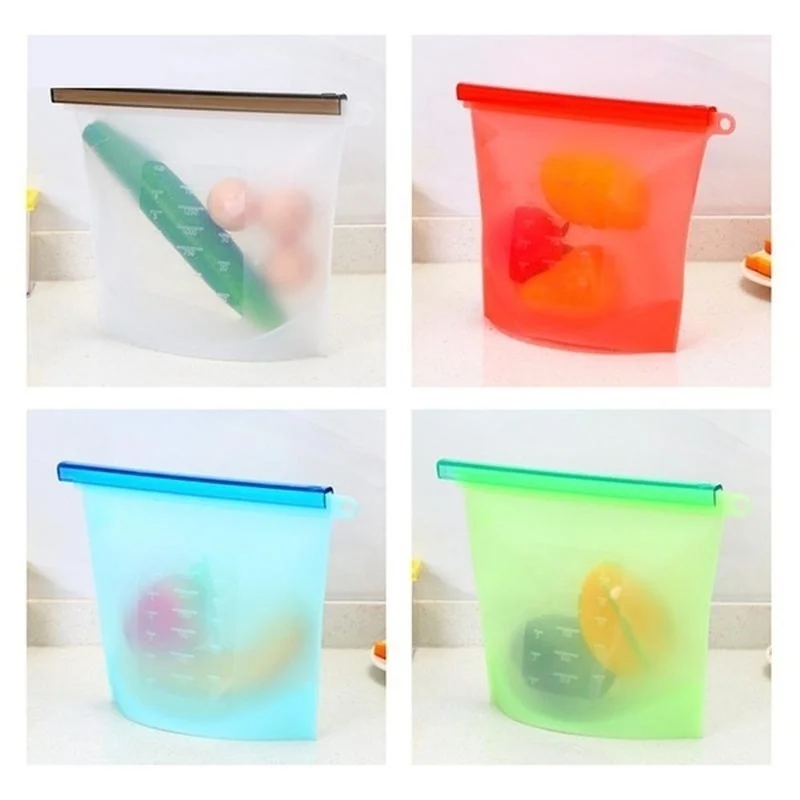 4-Pack многоразовый силикон Ziplock герметичные пищевые сумки для хранения Набор для морозильной камеры/сэндвич/закуски/остатки для микроволновой печи посудомоечной машины