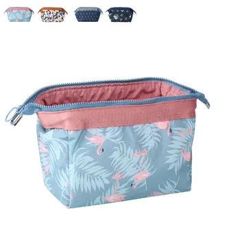 

Fashion Travel Women Storage Bag Flowers Leaves Flamingos Printed Zipped Ladies Girls Wash Makeup Bags New