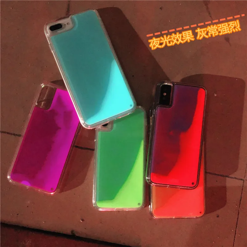 Хит продаж светящиеся пляжные чехлы с песком для iPhone XS MAX XR X 6 6S 7 8 Plus светится в