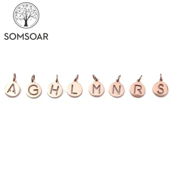 

Somsoar Jewelry Rose Gold 1cm Stainless Steel Initial Disc Letter Pendant as Personalization Necklace Wholesale 10pcs/lot
