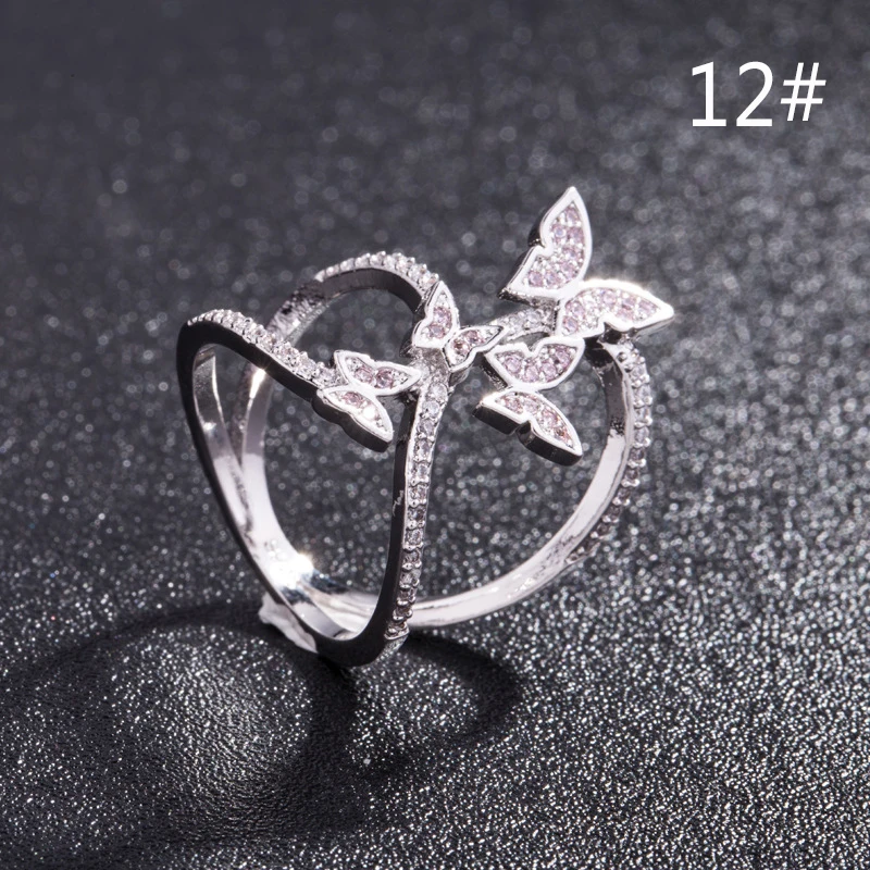 MISANANRYNE Творческий Бабочка с украшением в виде кристаллов, циркониевое кольцо для Для женщин ювелирные изделия на свадьбу для девочек, модные кольца для вечеринок ювелирные изделия Размеры 5–12