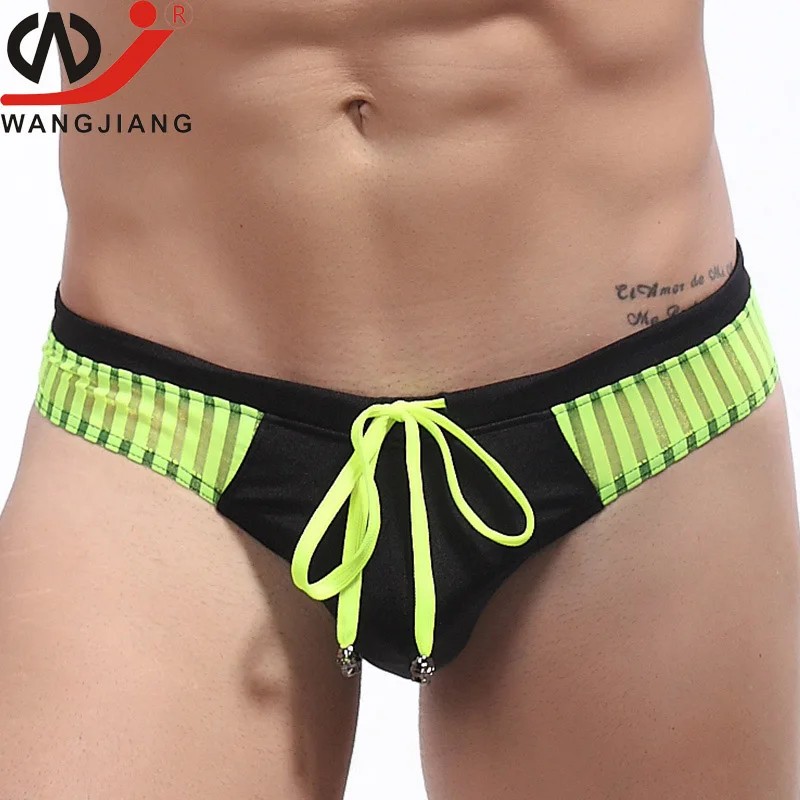 WJ Sexy Male Thong Swimwear Gay Men Underwear trunks Mens Swimsuit