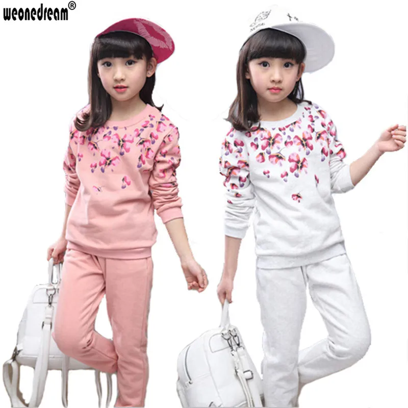 

WEONEDREAM Girls Autumn Sets Baby Outfits Kids Clothes Long Sleeve Floral Print Pullover Top & Sprot Pants Children Clothing Set