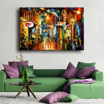 

Hand Painted Abstract Modern Landscape Knife Oil Painting Paris Street On Canvas Home Wall Art Pictures For Room Decor Artwork