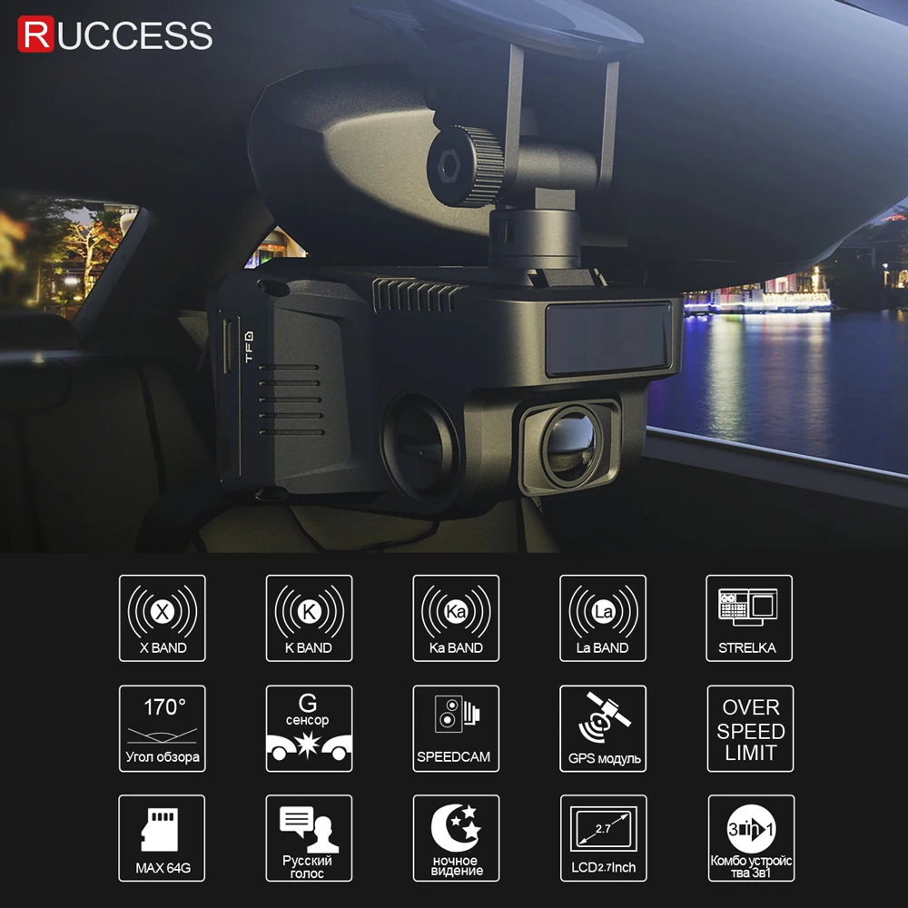 Ruccess радар-детектор s 3 в 1 DVR Радар-детектор gps анти-радар для автомобиля Full HD 1296P автомобильная камера 1080P видео рекордер авто камера