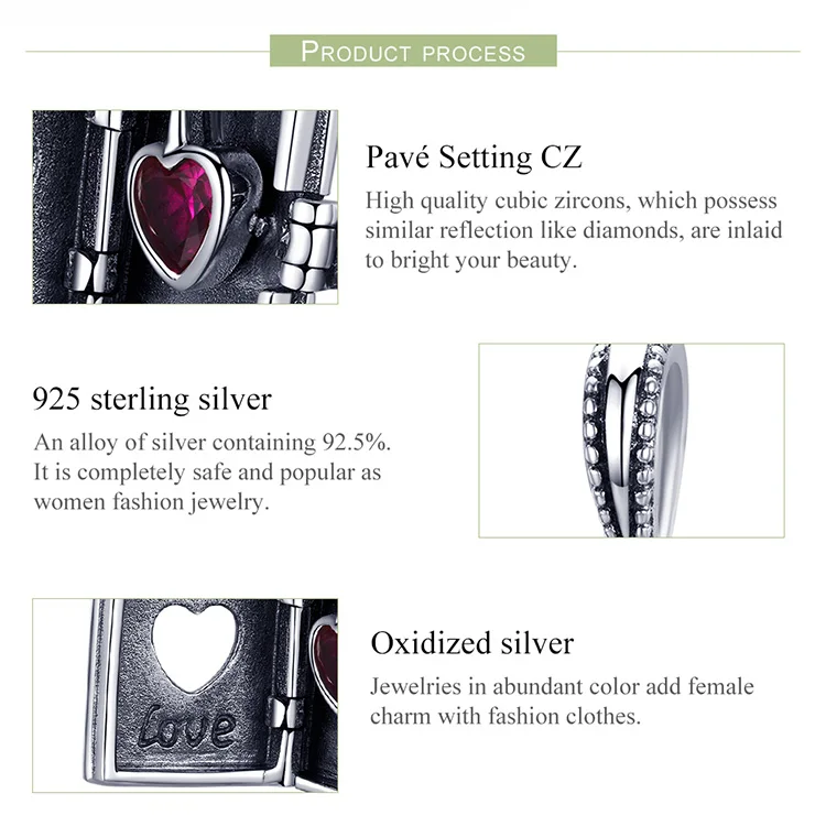 BAMOER 925 Sterling Silver Forever Love Box Pendant Heart Book Shape Charms Fit Charm Bracelets & Necklace Silver Jewelry SCC980 gold ring for men