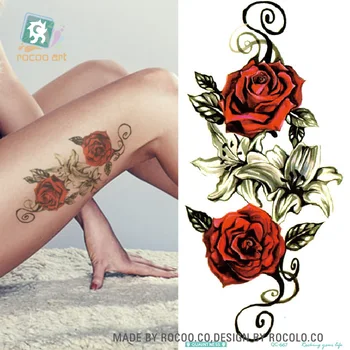 

QC-667Hot Sale Long Colorful High Solution Body Art Red Rose Flowers Circle Design Temporary Fake Flash Tatoo Sticker