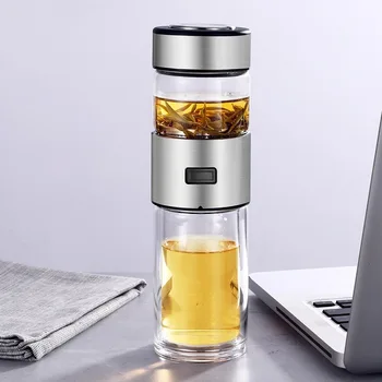 

Double Wall Glass Tea Bottle Separation Bottle with Infuser Business Gift Stainless Steel Glass Water Bottles With Tea Filter