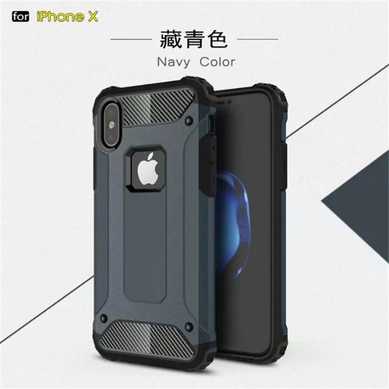 For iphone XS Max case Luxury Shockroof Hybrid TPU Armor Hard Cover For iphone 11 pro 5 5s SE 6 6s 7 8 plus Rugged Coque Fundas - Цвет: navy