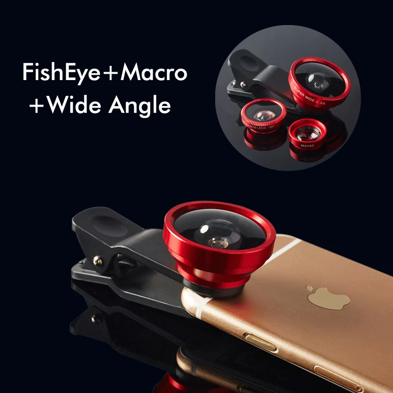 

3 in 1 Fish Eye Wide Angle Macro Fisheye Lens Lente Olho de Peixe Para For iPhone 6s 6 plus 5s Samsung S6 S7 EDGE S5 S8 Lentes