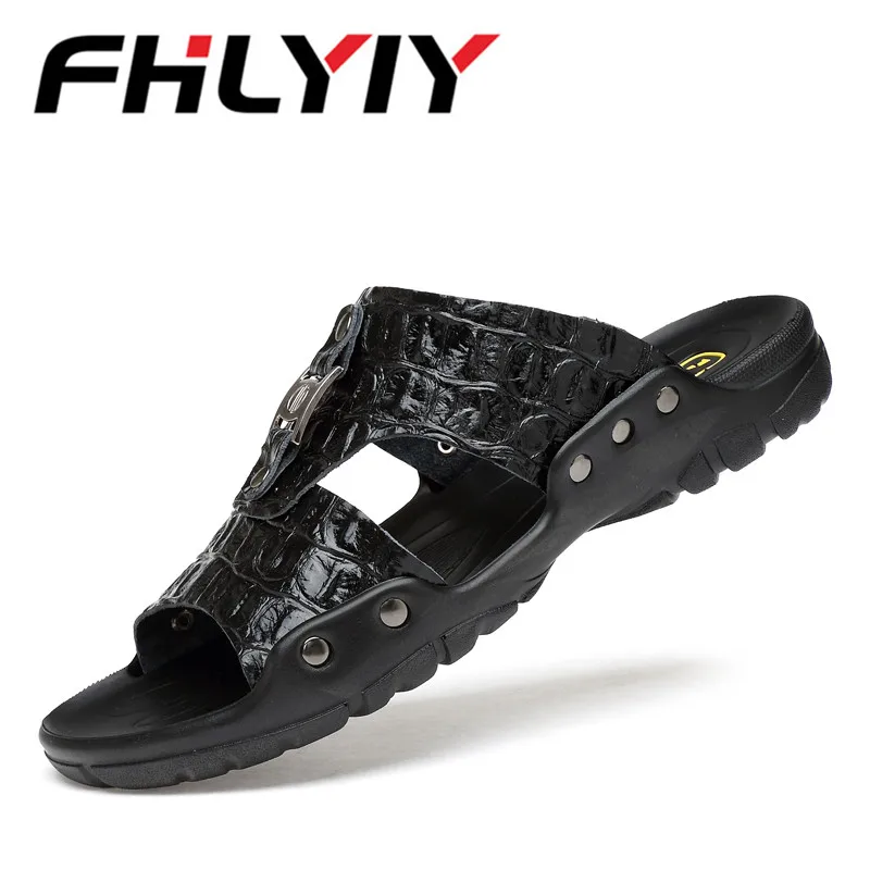 

Summer Leather Slippers Men High Quality Comfortable Casual Shoes For Men Beach Sandals Water Slippers Size 38-50 Zapatos Hombre