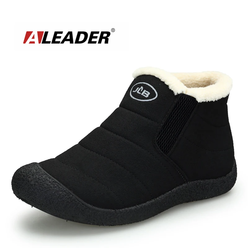 

ALEADER Winter Mens Snow Boots Waterproof Outdoor Walking Sneakers Rubber Slip On Warm Shoes Fur Lined Ankle Boots For Men
