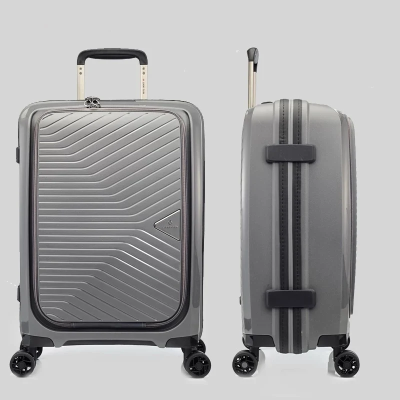 Новая модная Сверхлегкая сумка для багажа 20 дюймов, полипропиленовая дорожная сумка с передним карманом, сумка для багажа на колесиках, фирменный чемодан на колесиках - Цвет: 20 have Front pocket