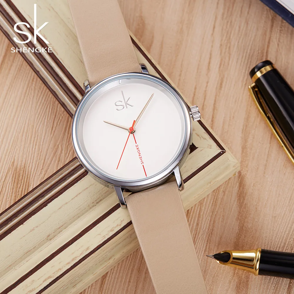 Shengke Brand Women Watches 2017 Creative Leather Watch Fashion Quartz Watch Women Waterproof Montre Femme Reloj Mujer