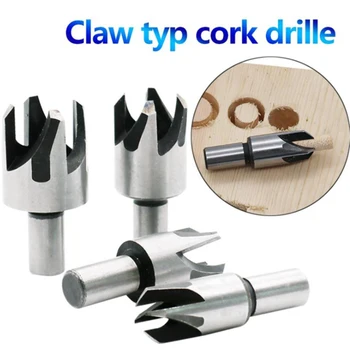 

4 Pcs Claw Type Wood Plug Cutter Drill Bit Straight and Tapered Taper Cutting Tool Taper Bits Cork Knife 5/8 1/2 3/8 1/4