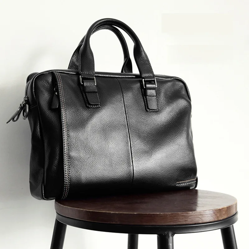 Мужской портфель из натуральной кожи, мужская сумка, бизнес-сумка, 14 дюймов, сумка-мессенджер для ноутбука, сумка-тоут из натуральной кожи