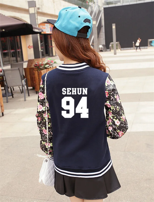Kpop exo бейсбольная куртка с капюшоном и длинным рукавом EXO Ранняя осень студентов должны помочь бейсбольная форма Толстовка готика, Харадзюку - Цвет: Небесно-голубой