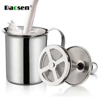 

400/800ML Stainless Steel Milk Frother Double Mesh Milk Frother for Cappuccino Latte Milk Jugs Manual Coffeeware Kitchen Gadgets