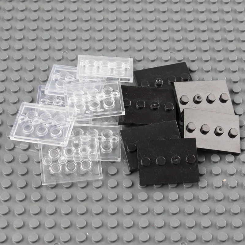 

City Figures Plate Building Blocks Accessory Black 3X4 With 4 Knobs Transparent 88646 Compatible Bricks Parts Base Plate C030