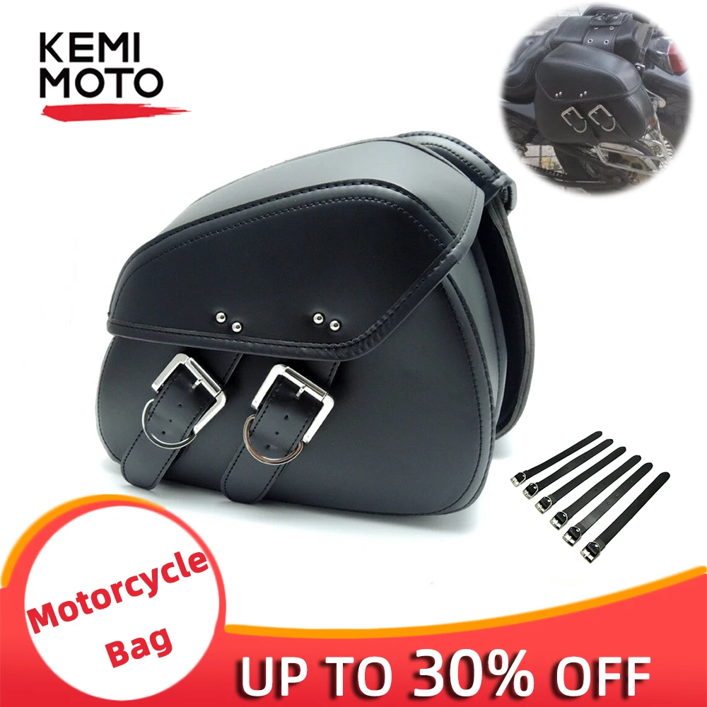 

Black Motorcycle Waterproof Saddle Bags Luggage Bags PU Leather Tool Bags For Sportster Dyna For Honda For Yamaha For Suzuki