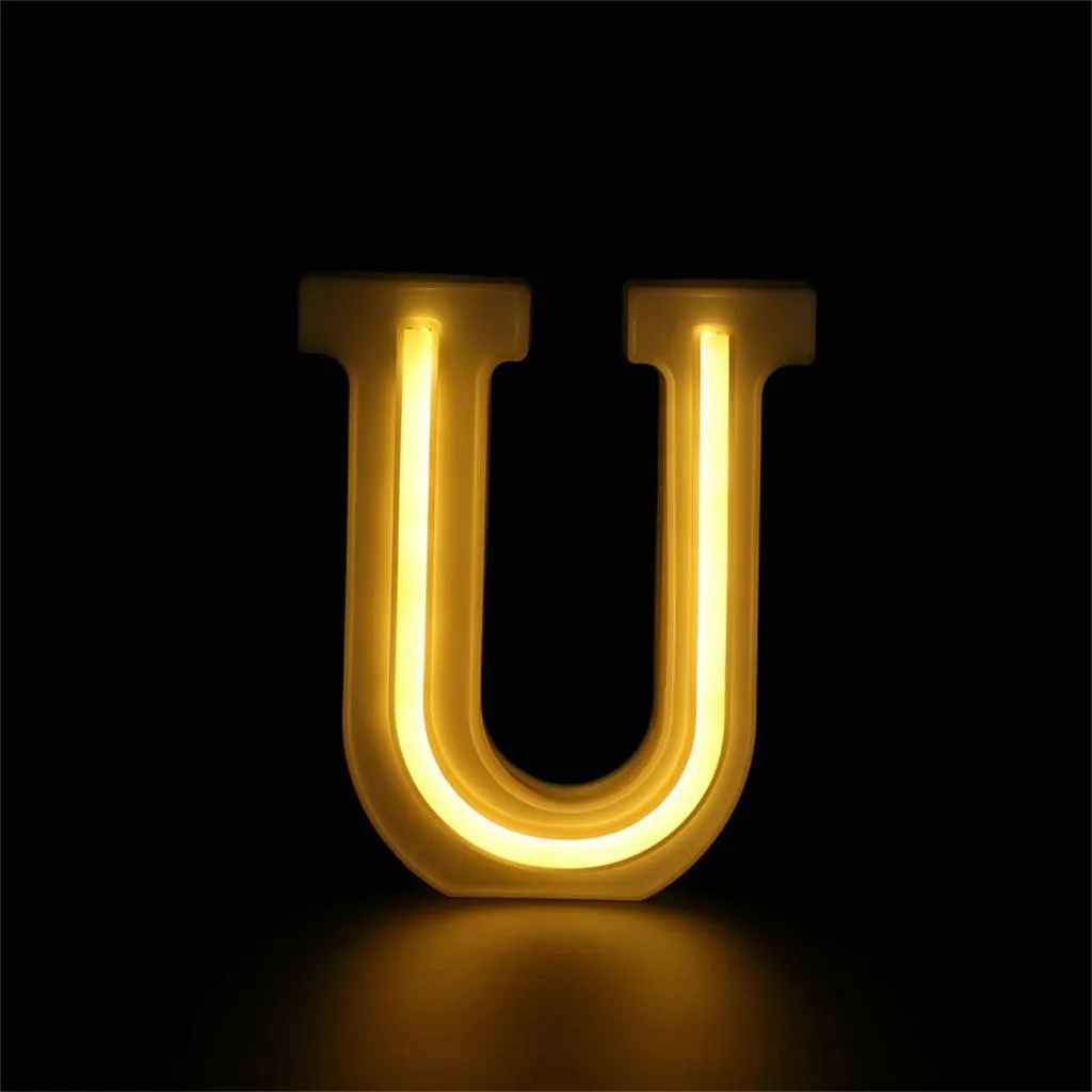 Светодиодный USB буквенный светильник s светильник белый пластиковый буквенный стоящий, подвесной A-Z и цифровой буквенный светильник светодиодный вечерние светильник мягкий теплый светящийся - Цвет: U