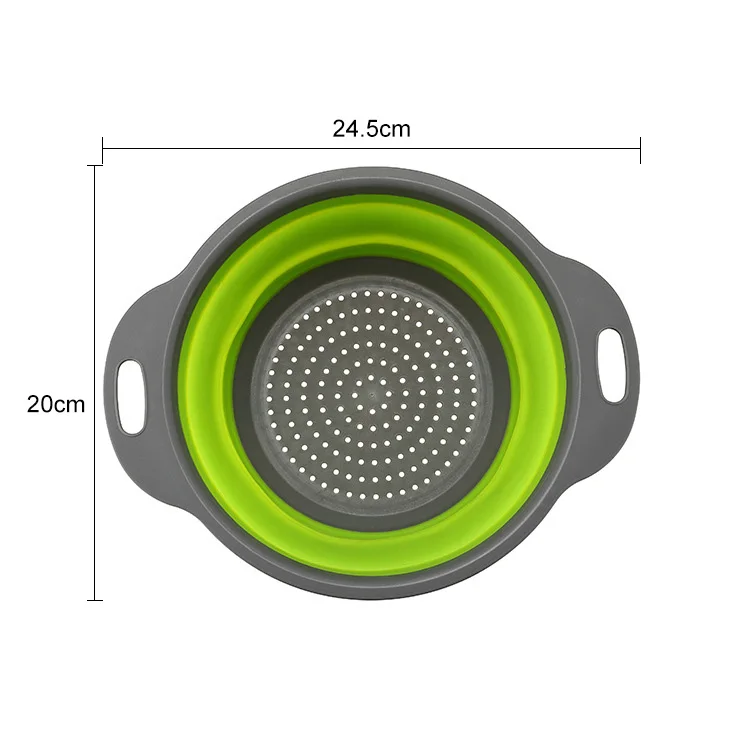 Складной силиконовый дуршлаг для кухни, корзина для мытья фруктов и овощей, сетчатый фильтр, складная корзина, сушилка, кухонный инструмент - Цвет: 1Pc Green Small