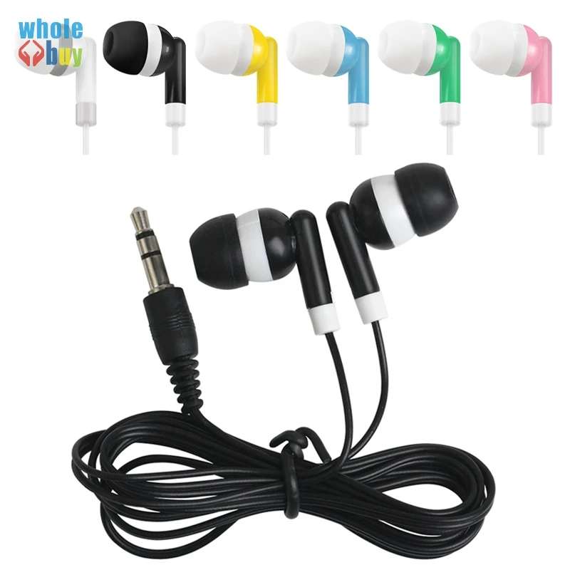 

500pcs/lot Universal 3.5mm Audio Cheapest Disposable Black Colorful In-Ear Earbuds Earphone for IPhone 4 5 6 Headset MP3 MP4