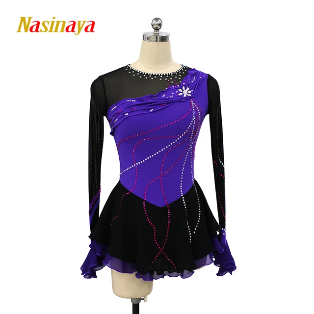 Long sleeve “IceDress Lite” (purple and black) – Figure Skating