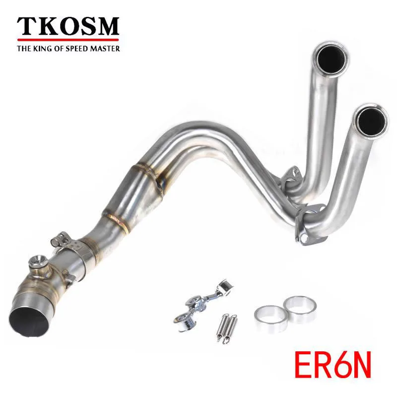 

TKOSM Modified Motorcycle Stainless Steel Middle Exhaust Pipe Connect Pipe Case For Kawasaki ER6N Full Exhaust