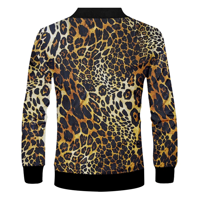 UJWI Zip Jacket Trend New Coat Man Zipper Jackets 3D Printed Leopard Plus Size 5XL Clothing Homme Winter Windbreaker