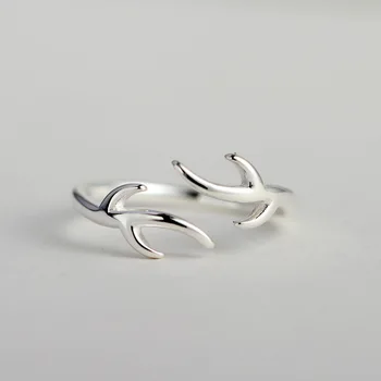 

925 Sterling Silver Christma snowflake antlers ring for women summer style fashion open engagement ring Jewelry Anillos De Plata