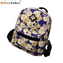 High Quality Women Fashion Backpack Clock Flowers Canvas Bag
