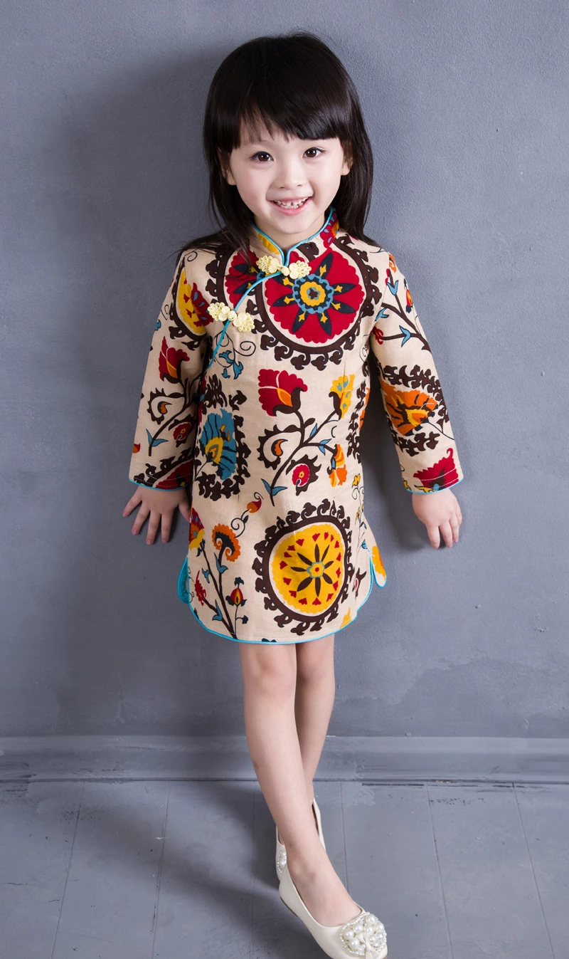 2 8t Cotton Girl Dress Trendy Kids Baby Girls Long Sleeve Chinese One Piece Dress Cheongsam Spring Autumn Girls Clothes Hot 15 Girls Clothes Cotton Girl Dressgirls Dress Aliexpress
