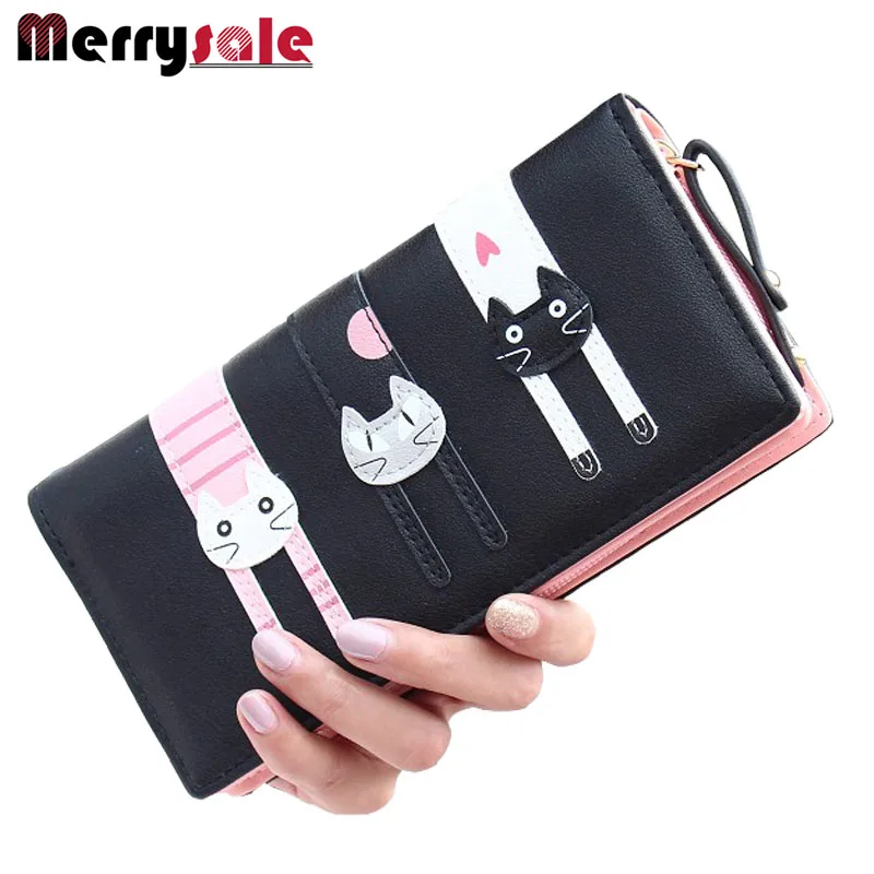 

wome long design wallet Foreign trade selling long wallet cartoon cute three cat ladies wallet student wallet