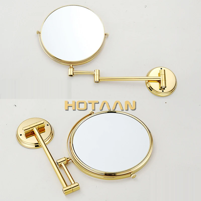 Гигиена полости рта бритвенное настенное зеркало в ванную комнату установленное золото латунь 8 дюймов двойное косметическое зеркало(1:1 и 1:3