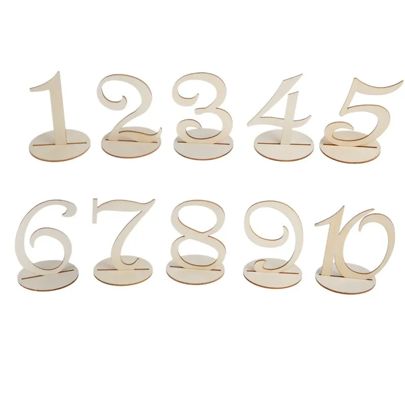 

New 1-10/11-20 Wooden Table Numbers Set with Base Birthday Wedding Party Decor