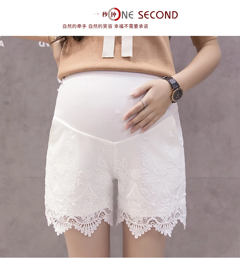 Одежда для беременных летние новые шорты кружевные с высокой талией, подтяжки желудка, шорты для мам, модные штаны для беременных