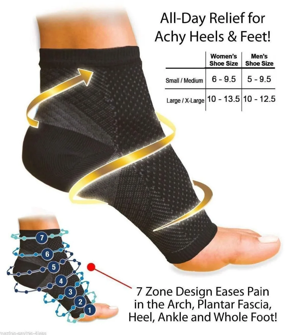 

1pc Men Women Ankle Compression Foot Angel Sleeve Arch Heel Pain Relief Support Unisex Compression Foot Angel Sleeve