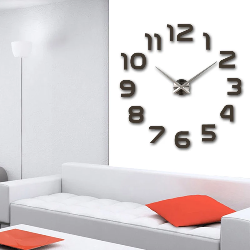 Diy 3d акриловые настенные часы современные круглые зеркальные Horloge Murale большие