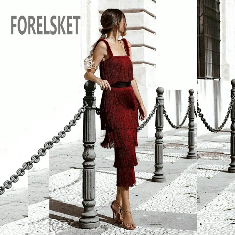 

Burgundy Short Prom Dresses 2019 Spring Summer Dancing Dress Formal Party Dress Tassel Evening Dress Tea Length Robe De Soiree