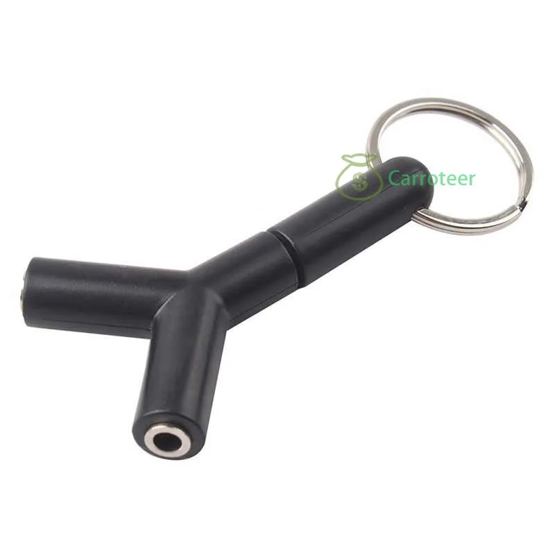 Carroteer Shop 3.5mm Male to 2 Female Stereo Audio Y Adapter Splitter Connector Keychain Mini |