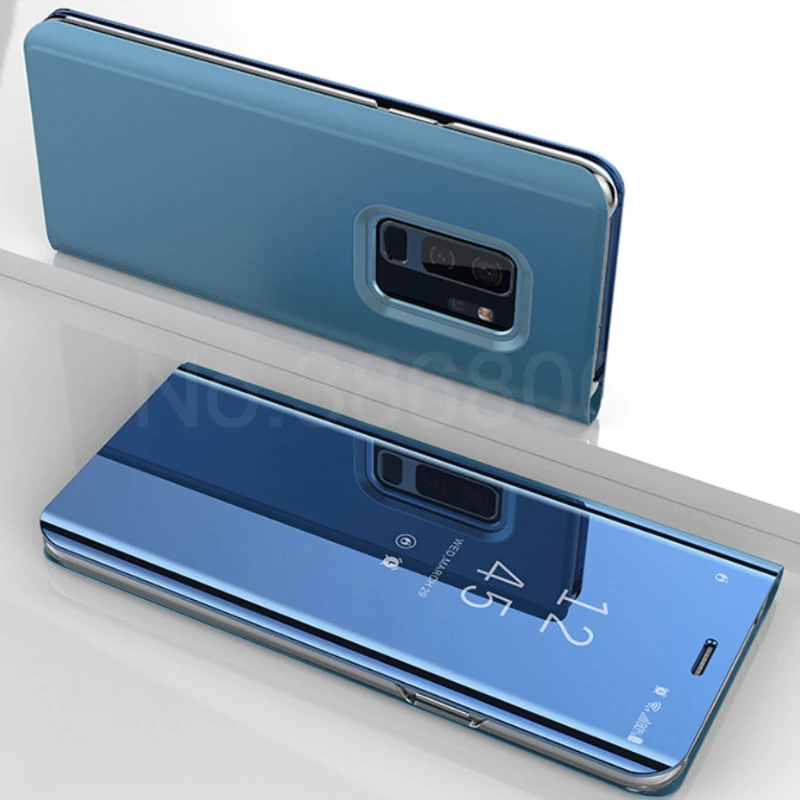 Чехол-книжка на подставке зеркальный чехол для телефона для samsung Galaxy S10 S9 S8 плюс S10E A7 A8 A6 J4 J6 плюс A6s A8s A50 A70 A90 M10 M20 чехол - Цвет: Синий